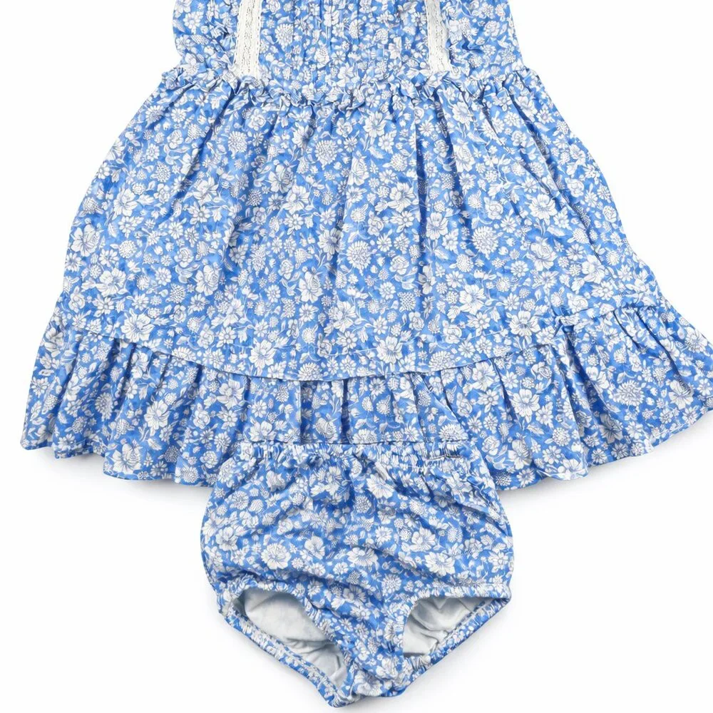 Ralph Lauren Blue Floral Dress, EUC, Size 24M - Picture 2 of 5